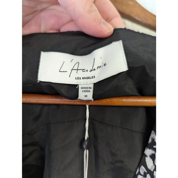 NWT L Academie Joyce Dress Womens Medium Black White Leopard Cocktail Mini - Picture 2 of 10